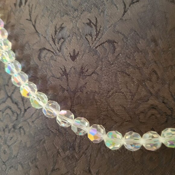 Aurora Borealis Crystal Bead Necklace With Gold-Tone Hook Clasp - Picture 2 of 6